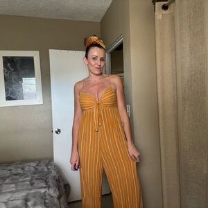 Striped Mustard Jumpsuit